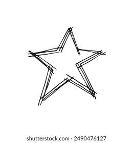 Hand drawn star frame icon. Border line doodle sketch, square frame scribble design element isolated, sketchy handdrawn ink vector imitation