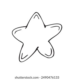 Icono de marco de estrella dibujado a mano. Esbozo de garabato de línea de borde, elemento de diseño de garabato de marco cuadrado aislado, imitación de Vector de tinta dibujada a mano