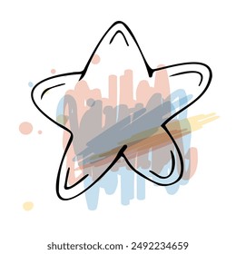 Hand drawn star frame icon. Border line doodle sketch, square frame scribble design element isolated, sketchy handdrawn ink vector imitation