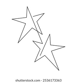 Hand drawn star icon vector. One line continuous drawing, geometric icon. Minimal linear illustration. Silhouette, print, banner, card, poster, sign, symbol, simple logo, emblem.
