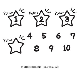 Hand drawn star icons with number 1, 2, 3