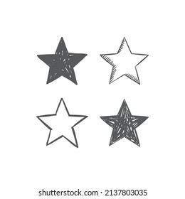 Iconos de estrellas dibujados a mano. Estrellas de doodle. 