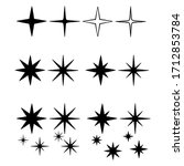 hand drawn Star icons. Twinkling stars. Sparkles, shining burst. Christmas vector symbols isolated. doodle