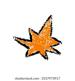 Crayón de garabato de estrella dibujado a mano. Squiggle, rasca la estrella del niño del doodle aislado. Crayón rasguño textura forma niños ingenuos. Ilustración vectorial