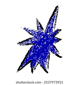 Hand drawn star scribble crayon. Squiggle, scratch doodle kid star isolated. Crayon scratch texture shape children kid naive. Vector illustration
