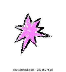 Hand drawn star scribble crayon. Squiggle, scratch doodle kid star isolated. Crayon scratch texture shape children kid naive. Vector illustration