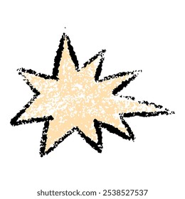 Hand drawn star scribble crayon. Squiggle, scratch doodle kid star isolated. Crayon scratch texture shape children kid naive. Vector illustration