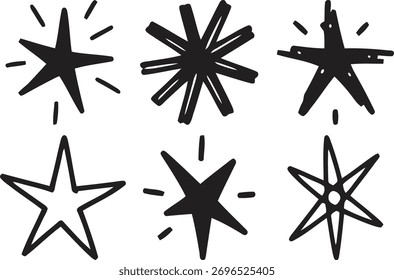 Hand drawn star vector illustration design elements for christmas decoration