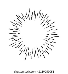 Hand drawn starburst doodle explosion vector illustration isolated on white background. Retro vintage design sun rays or fireworks radial elements of shine hipster arts.