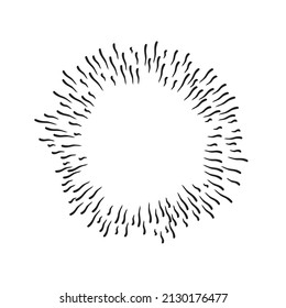 Hand drawn starburst doodle explosion vector illustration isolated on white background. Retro vintage design sun rays or fireworks radial elements of shine hipster arts.
