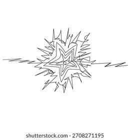 hand drawn starburst illustration vector in continuous line arts style
