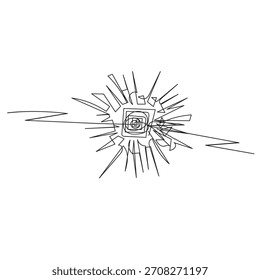 Vector de ilustración Starburst dibujado a mano en estilo de artes lineales continuas