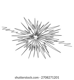 hand drawn starburst illustration vector in continuous line arts style