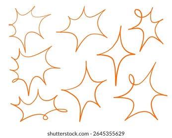 De Starburst Spark Collection wordt met de hand getekend. Een verzameling handgetekende starburstvonken met vloeiende lussen, onregelmatige punten en scherpe randen. Perfect voor digitale kunstposters, ambachten en prints