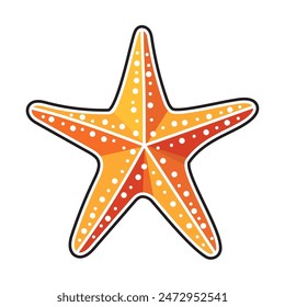 Hand drawn starfish isolated on white background. Design concept for summer vacation and travel.  Can be used in web design, print, textile, packaging. Vector illustration.