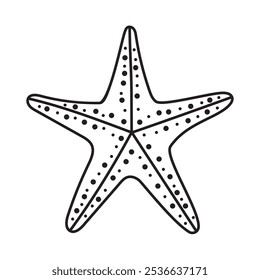 Handgezeichneter Seestern einzeln auf weißem Hintergrund. Designkonzept für Sommerurlaub und Reisen.  Kann in Web-Design, Druck, Textil, Verpackung verwendet werden. Vektorgrafik.