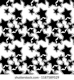 Hand drawn stars background. Seamless pattern for textile print. Vintage wrapping paper. Autumn and winter print. Holidays and christmas party.