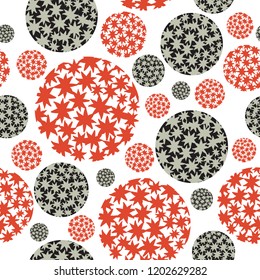 Hand drawn stars in circular elements of different sizes. Modern neutral gray / gray. Stylish seamless vector pattern design. Graphic design, textiles, home decor, stationery and business uses.