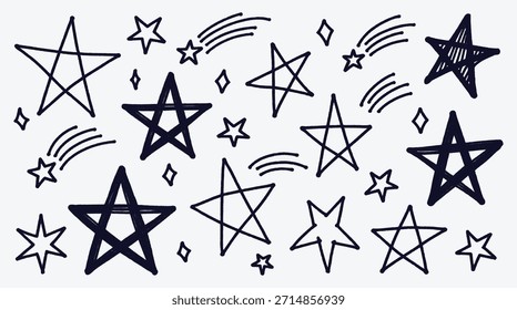 Estrelas desenhadas à mão e cometas padrão de fundo para fins decorativos