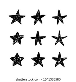 Hand drawn stars. Doodle collection.