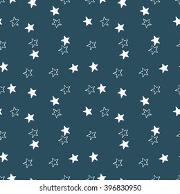 Hand drawn stars doodle seamless pattern. Hand drawn ink illustration. Simple background with stars for decoration.