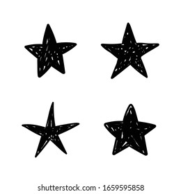 Hand drawn stars, doodle star collection.