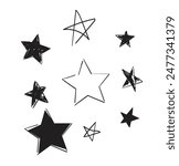 Hand Drawn Stars ink Vector