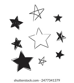 Hand Drawn Stars ink Vector