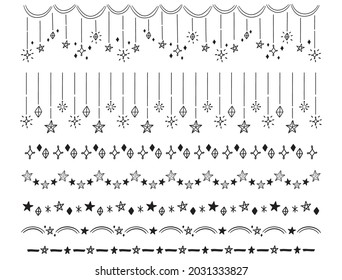 Hand drawn stars and light ruled line illustration