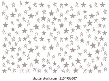 Hand drawn stars , line drawing style, isolated on white background, Vector illustration.