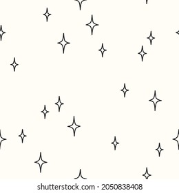 Hand drawn stars on a white background. Vector seamless pattern