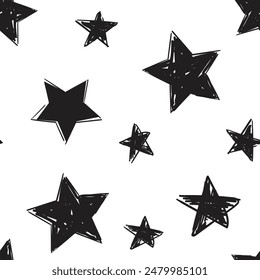 Hand Drawn Stars pattern seamless Vector