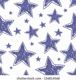 Hand drawn stars seamless pattern. Vector illustration