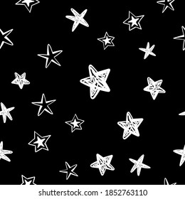 estrellas dibujadas a mano sin inconvenientes. Textura de la estrella del doodle. El telón de fondo del cielo y de la noche.