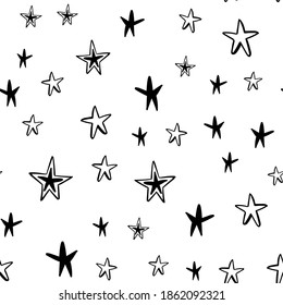 Handgezeichnete Sterne nahtloses Muster. Doodle Star Illustrationen Texturhintergrund.