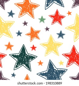 Hand drawn stars seamless pattern. Vector illustration