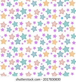 Hand Drawn Stars Seamless Pattern Background