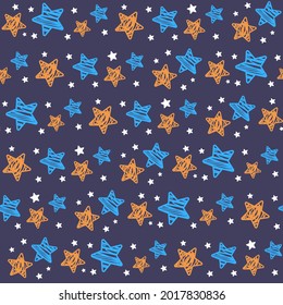 Hand Drawn Stars Seamless Pattern Background