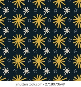 Dibujado a mano estrellas sin patrón. Ilustración vectorial, diseño plano