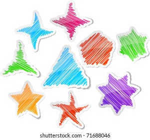Hand drawn stars set.