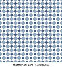 Hand drawn stars shaped Moroccan seamless pattern for Ramadan Kareem greeting cards, islamic backgrounds, fabric, web banners. Portuguese azulejos tile design. Decorative vector illustrations