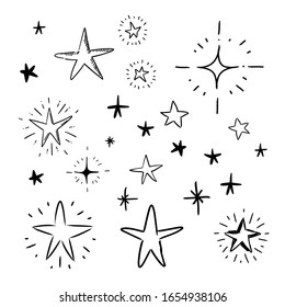 Hand drawn stars. Star doodles collection