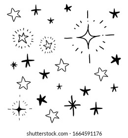 Hand Drawn Stars. Star Doodles Collection