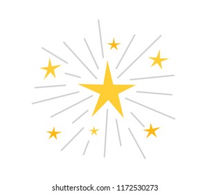 Hand Drawn Stars with Sun Rays Vector Illustration Background