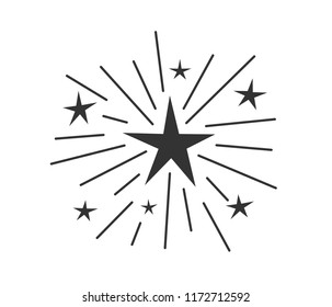 Hand Drawn Stars with Sun Rays Vector Illustration Background