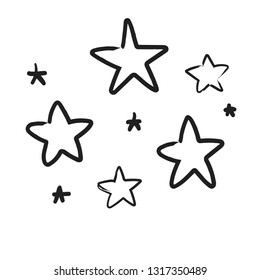 Hand drawn stars, vector doodle