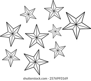 hand drawn stars vector line art