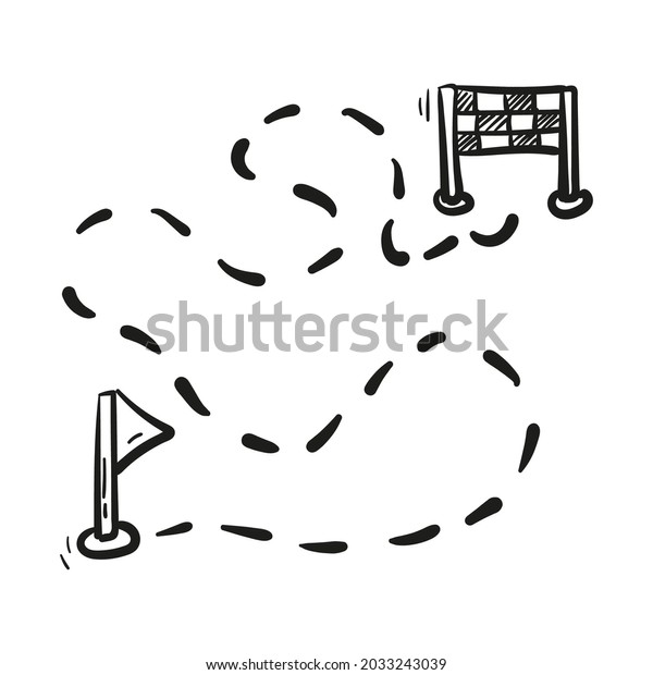 Hand Drawn Start Finish Icon Doodle Stock Vector (Royalty Free ...