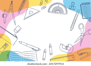 Hand drawn stationery banner background vector illustration