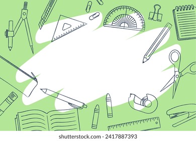 Hand drawn stationery frame green vector illustration